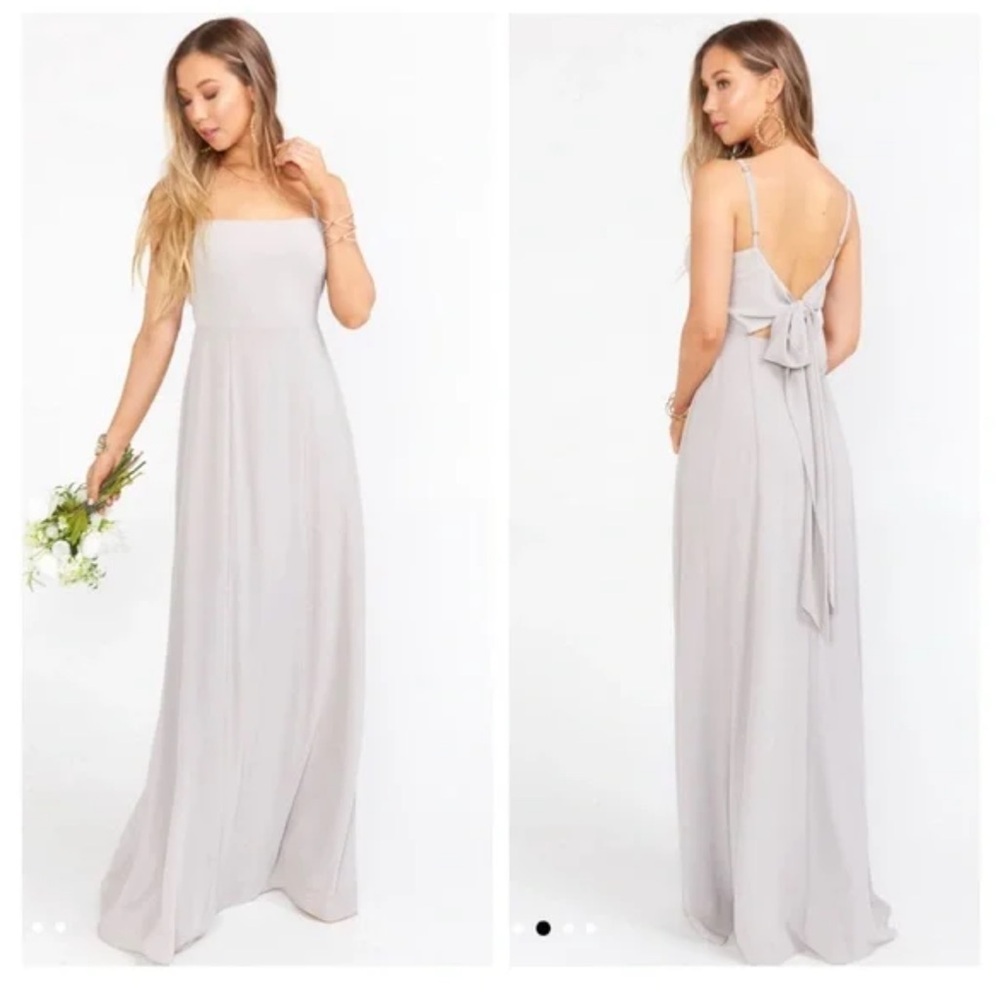 Show Me Your Mumu Lauren Tie Maxi Dove Gray Bridesmaid Dress Size XL NWT